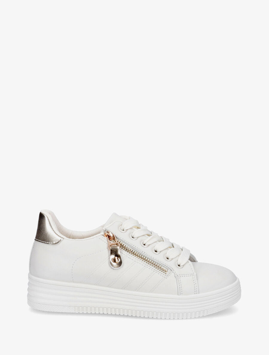 Baskets à zip et contrefort contrastant - Beige - 5