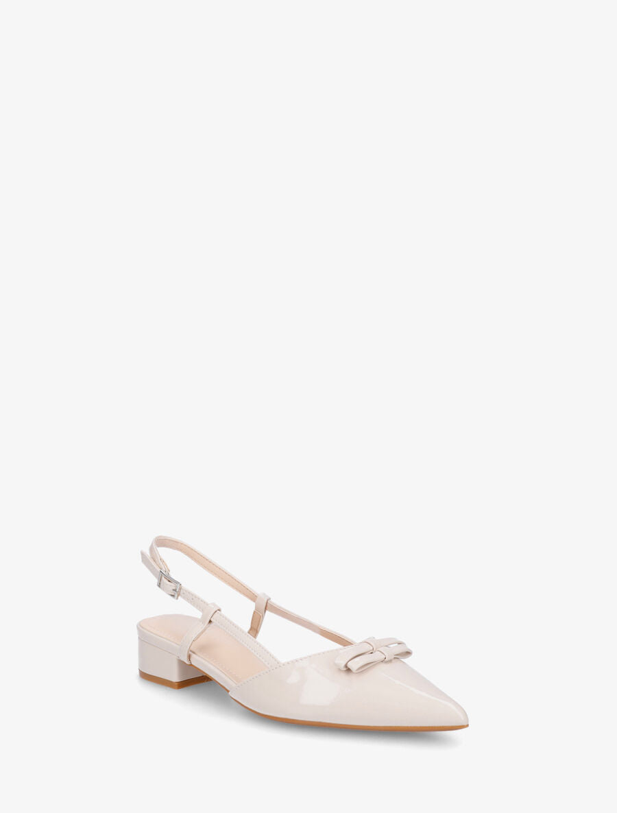 Ballerines ouvertes pointus à noeuds - Beige - 2