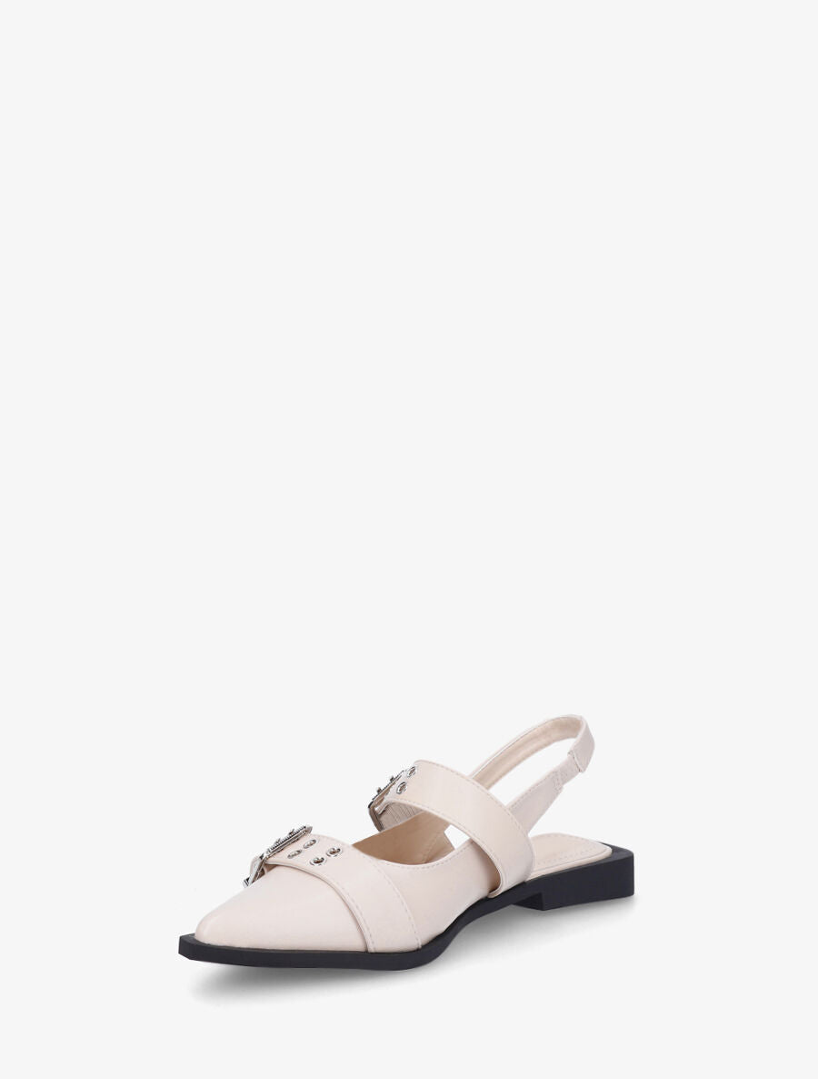 Ballerines ouvertes à boucles et bout pointu - Beige - 3