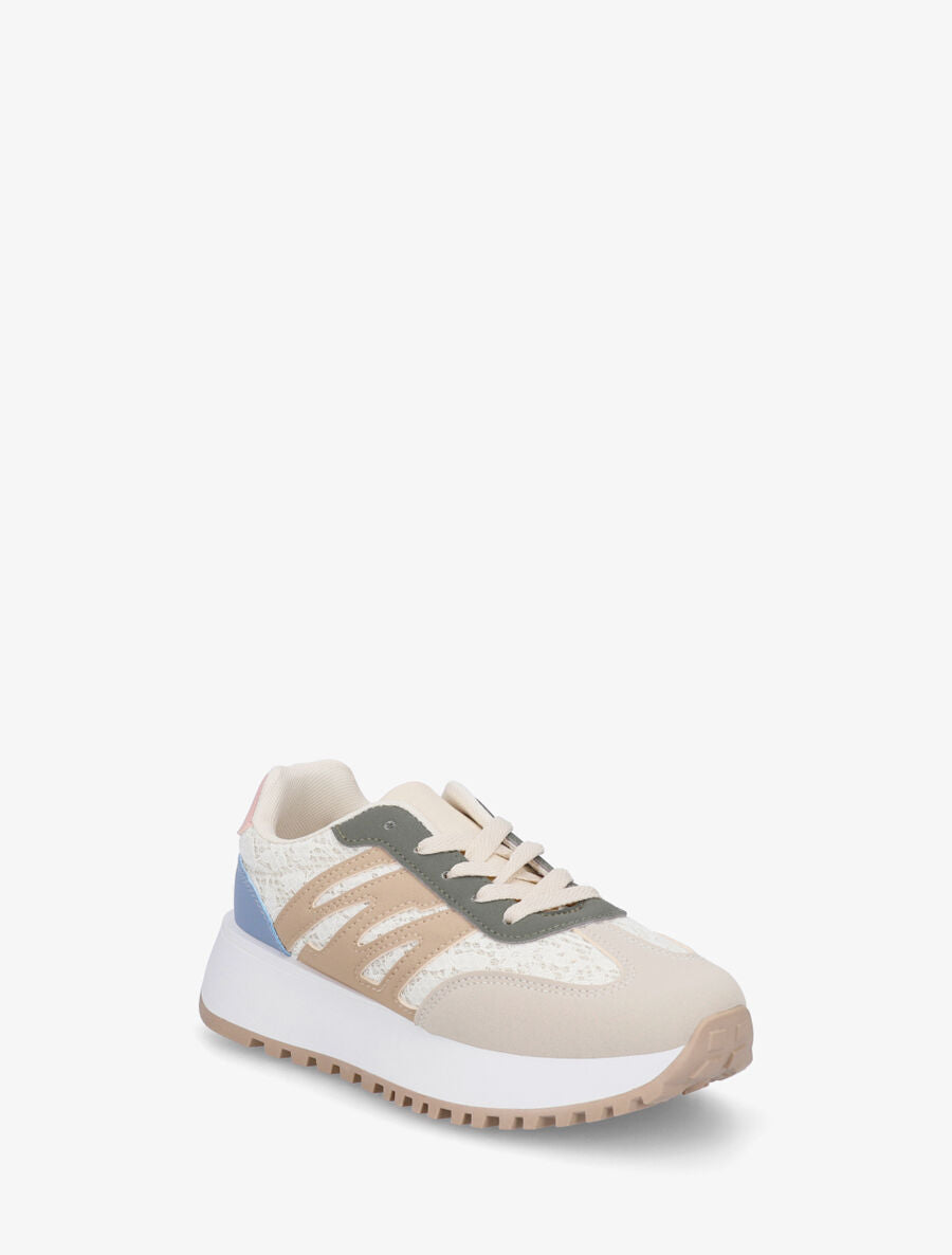 Baskets en simili et dentelle - Rose - 2