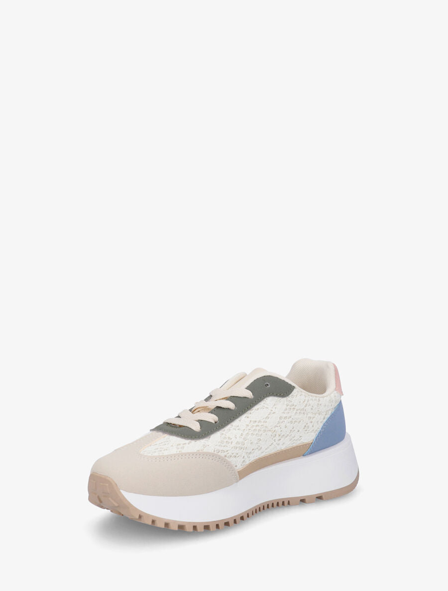 Baskets en simili et dentelle - Rose - 3