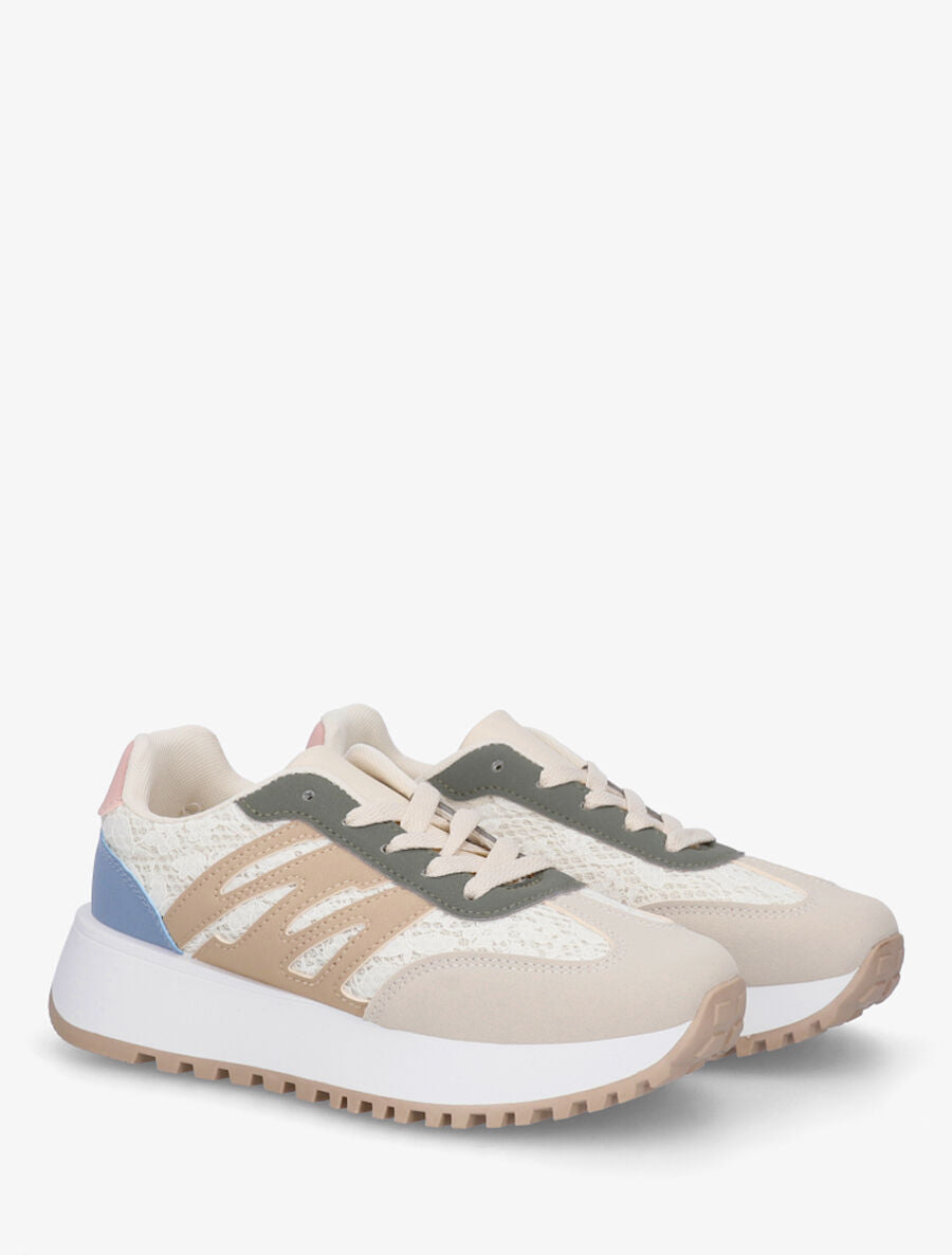 Baskets en simili et dentelle - Rose - 4