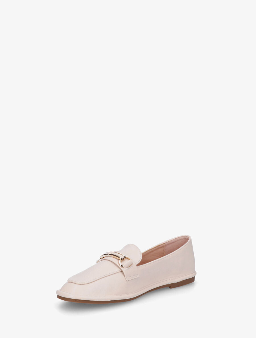 Mocassins en simili à semelle plate - Beige - 3