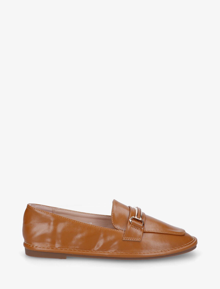 Mocassins en simili à semelle plate - Camel - 5