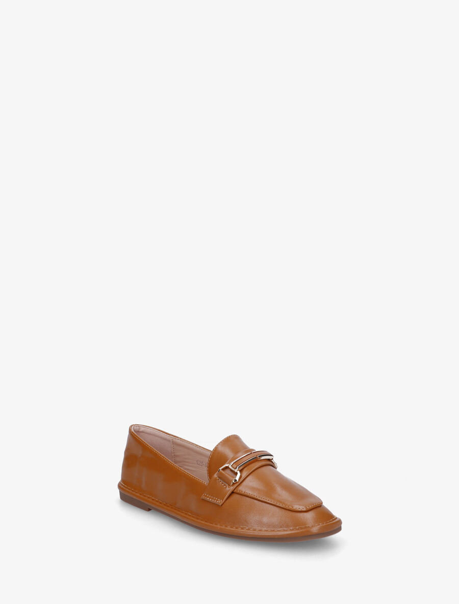 Mocassins en simili à semelle plate - Camel - 2