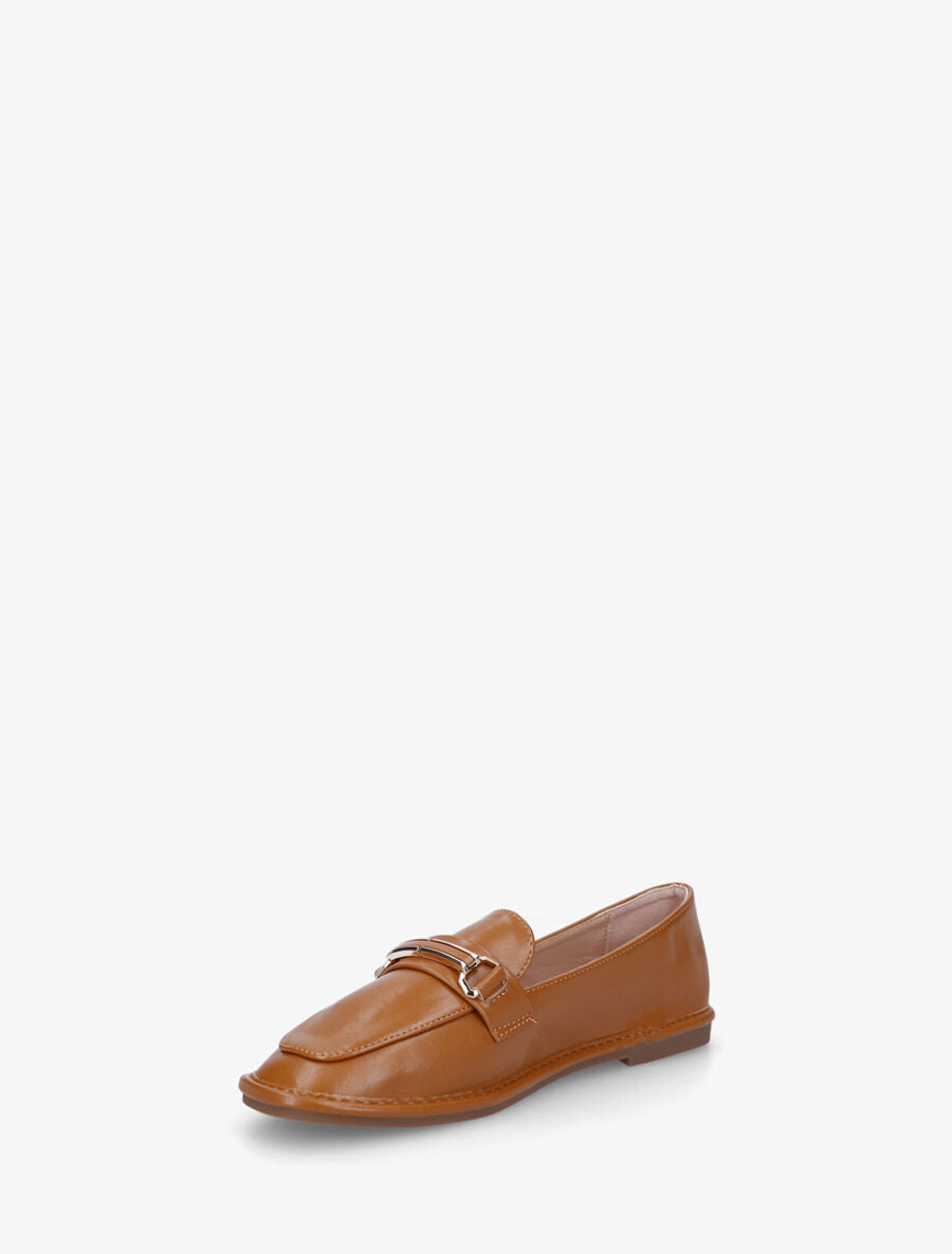Mocassins en simili à semelle plate - Camel - 3