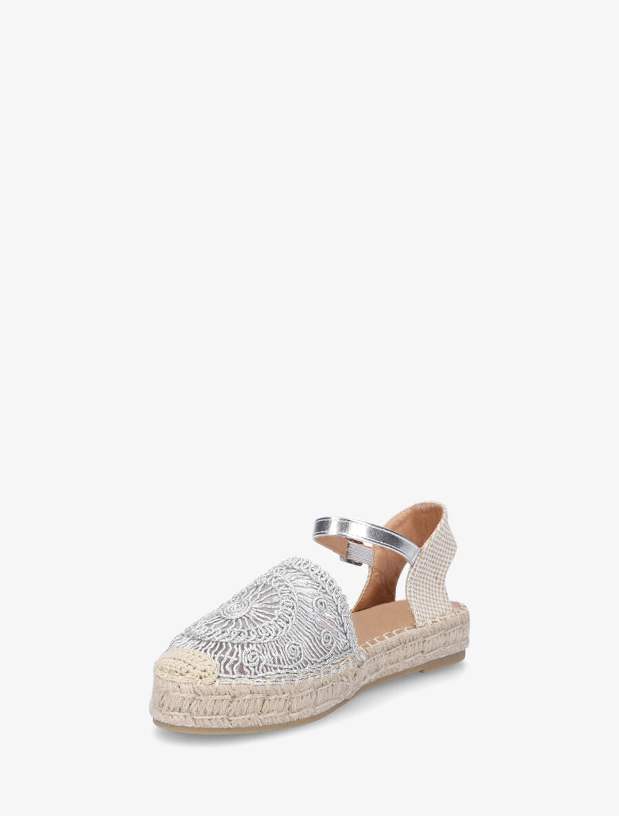 Espadrilles plates en crochet fantasie - Argent - 3