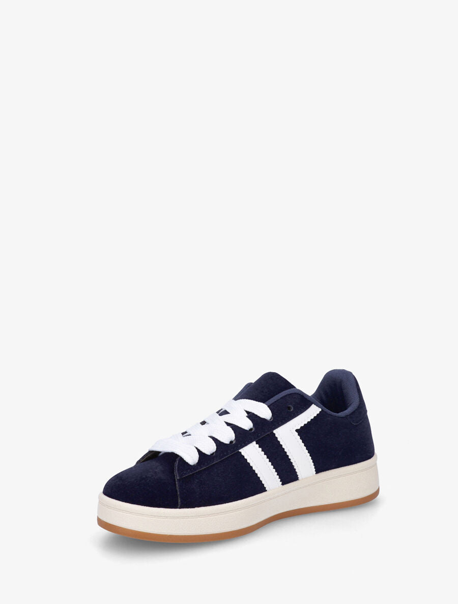 Baskets en suédine à bandes contrastantes - Marine - 3