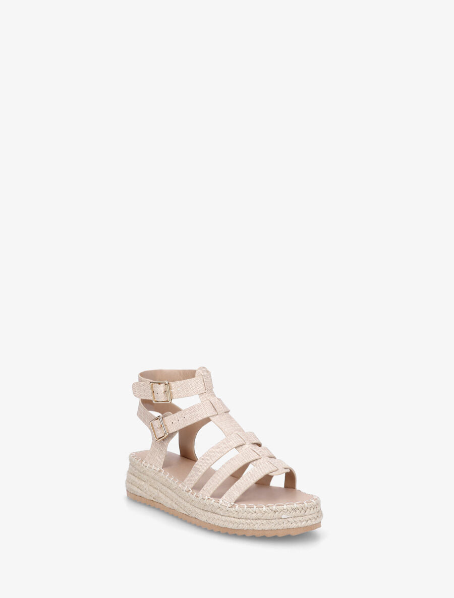 Spartiates à semelle compensée en raphia - Beige - 2