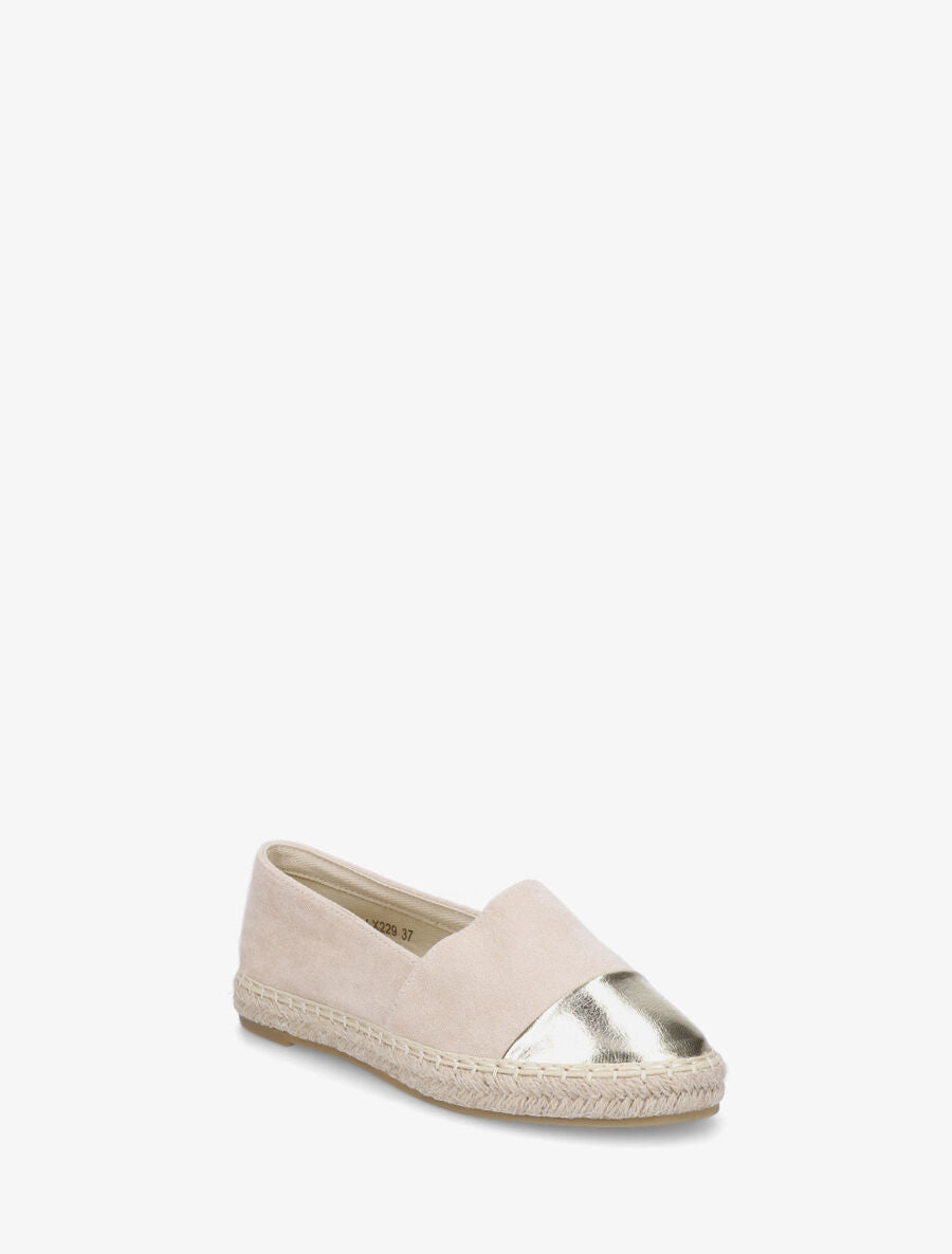 Espadrilles en suédine et simili - Beige - 2