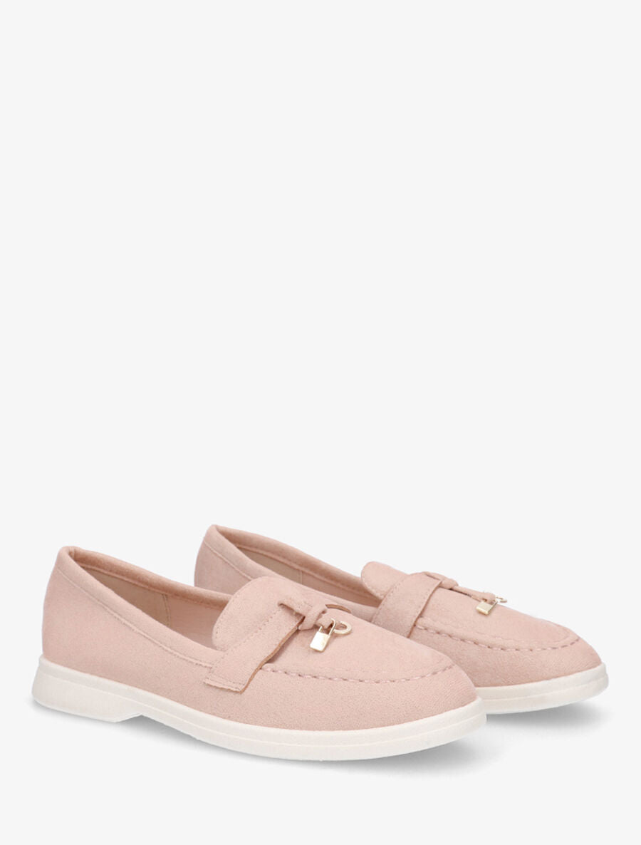 Mocassins plates en suédine - Rose - 4