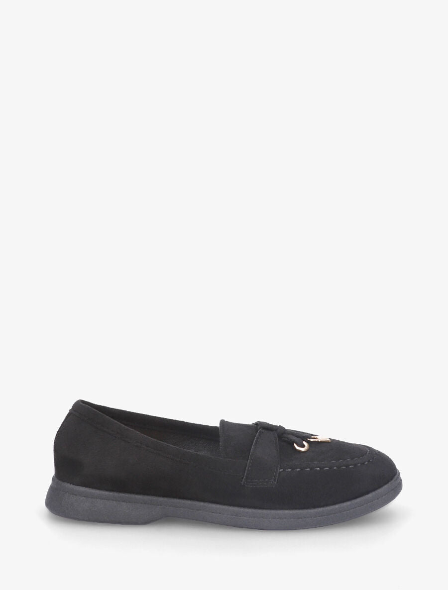 Mocassins plates en suédine - Noir - 1