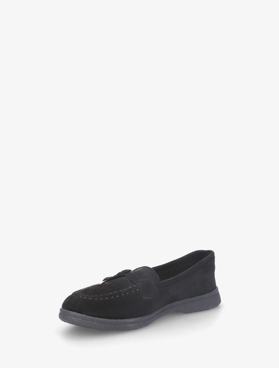 Mocassins plates en suédine - Noir - 3