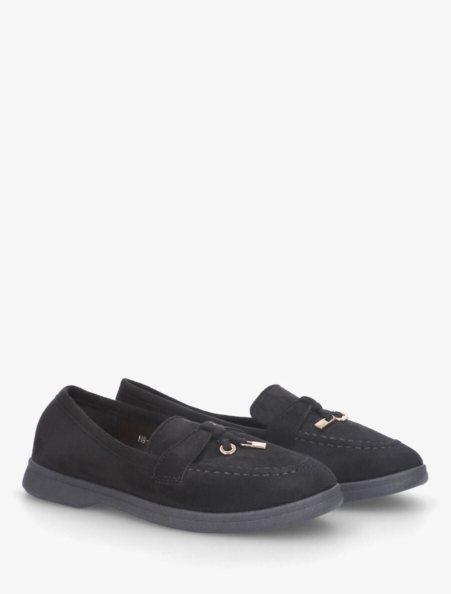 Mocassins plates en suédine - Noir - 4