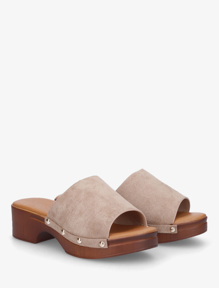 Mules style sabot en suédine - Taupe - 4