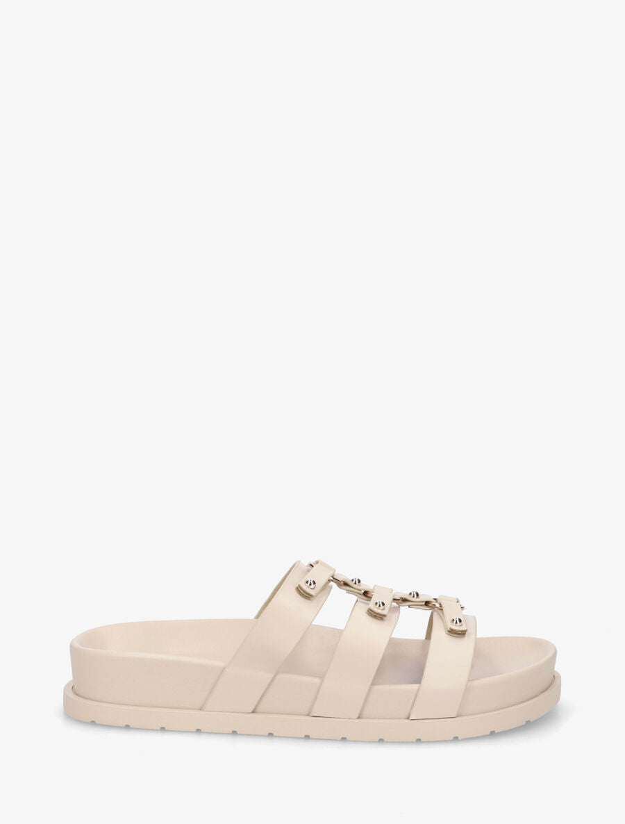 Claquettes cloutées style spartiates - Beige - 1