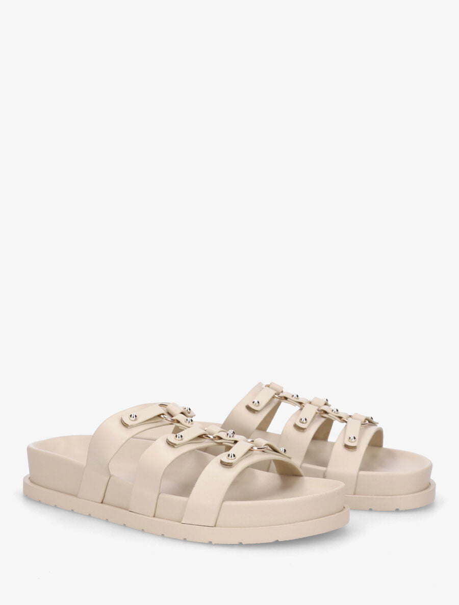 Claquettes cloutées style spartiates - Beige - 4