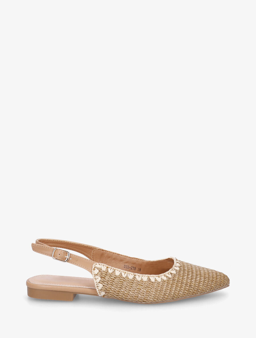 Ballerines pointues effet osier - Camel - 1