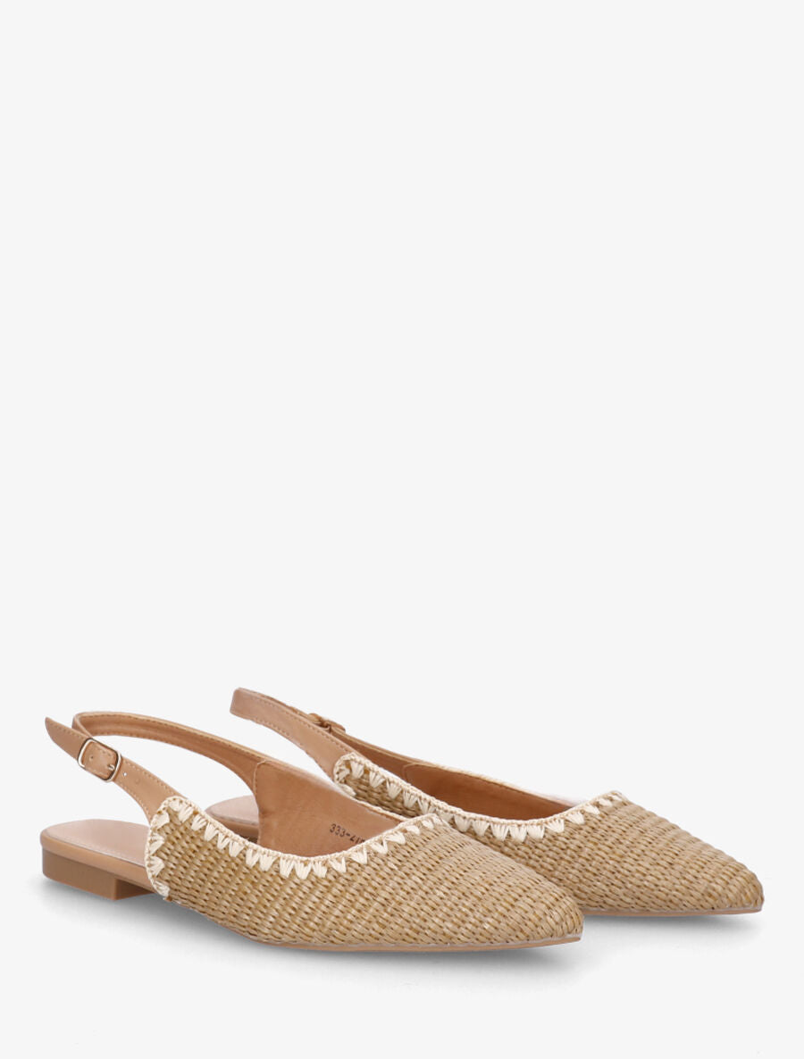 Ballerines pointues effet osier - Camel - 4