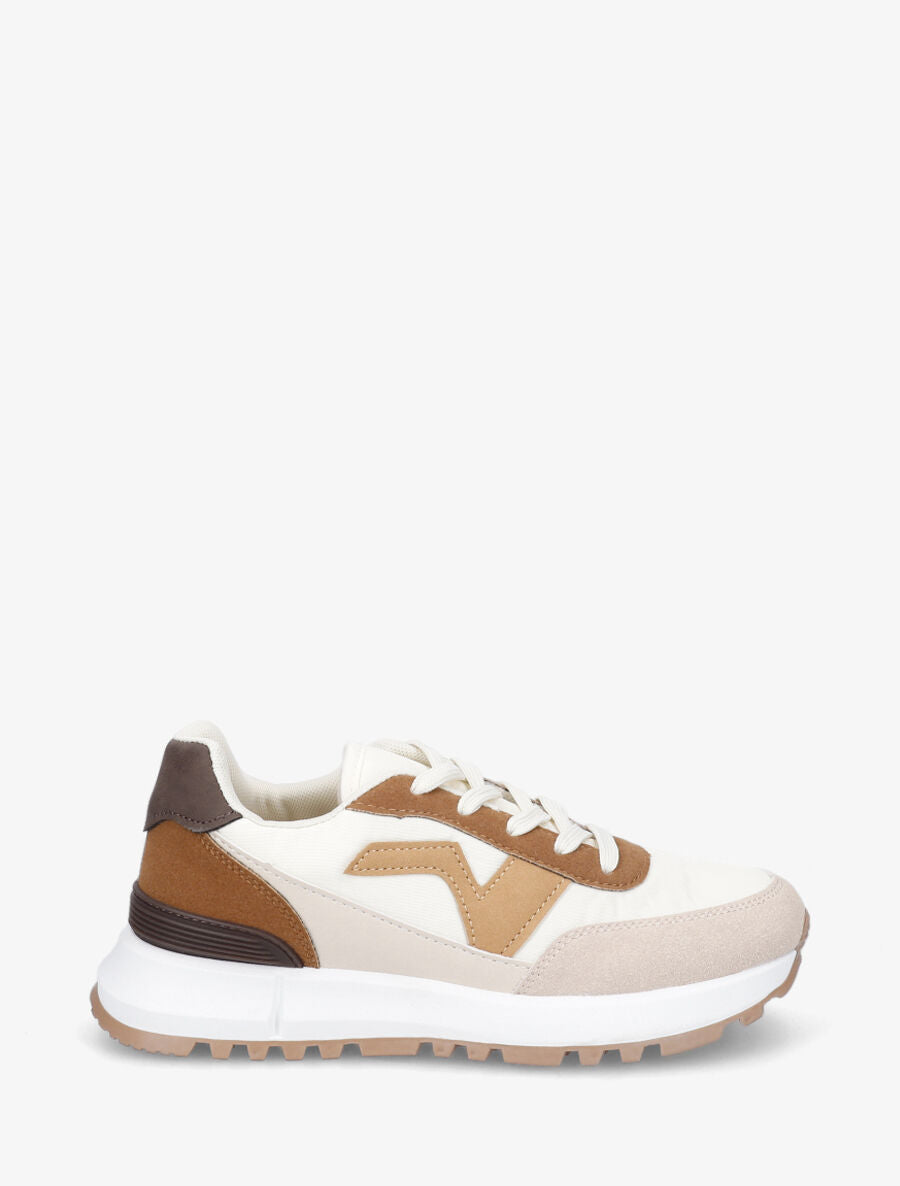 Baskets bi-matière - Camel - 1