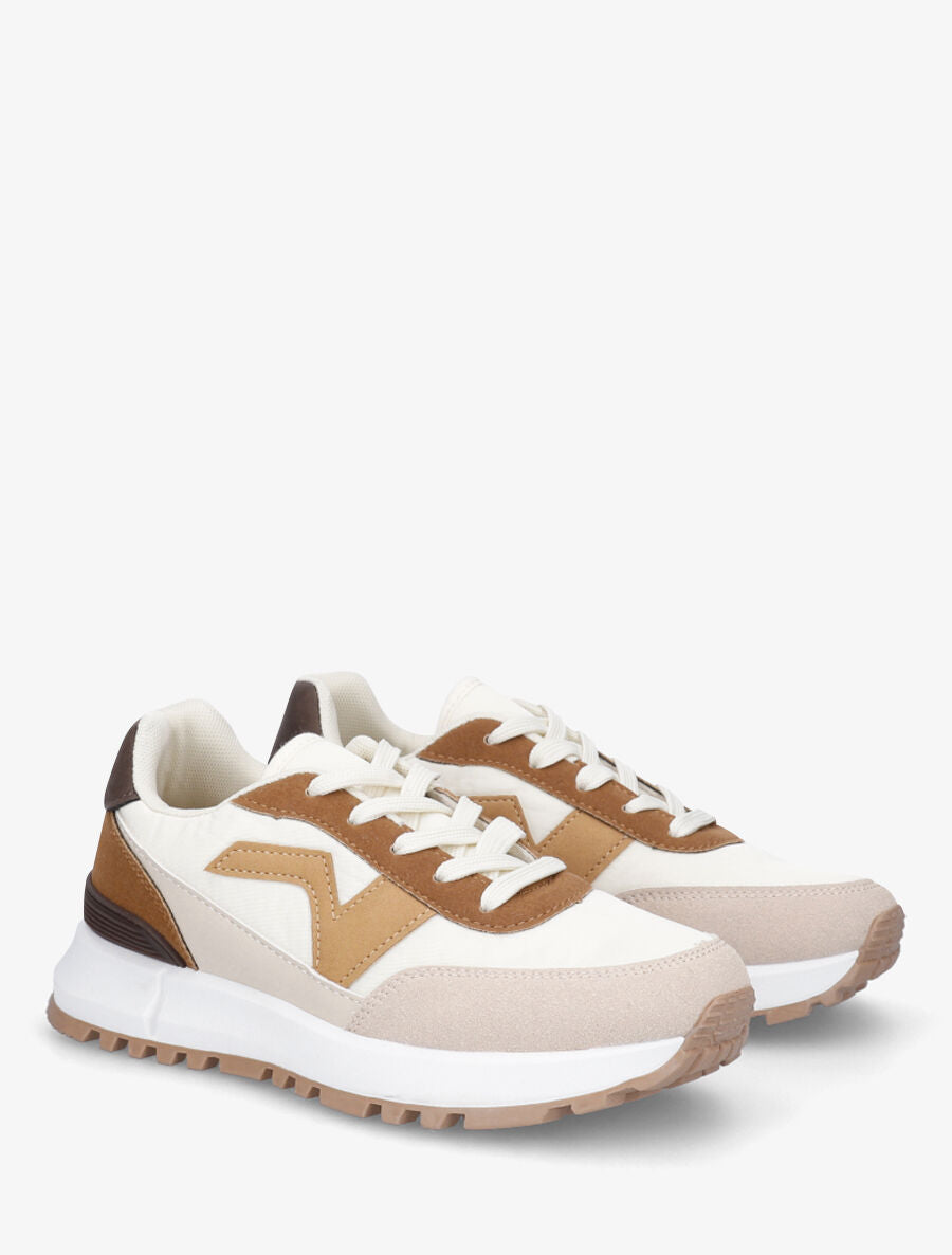 Baskets bi-matière - Camel - 4