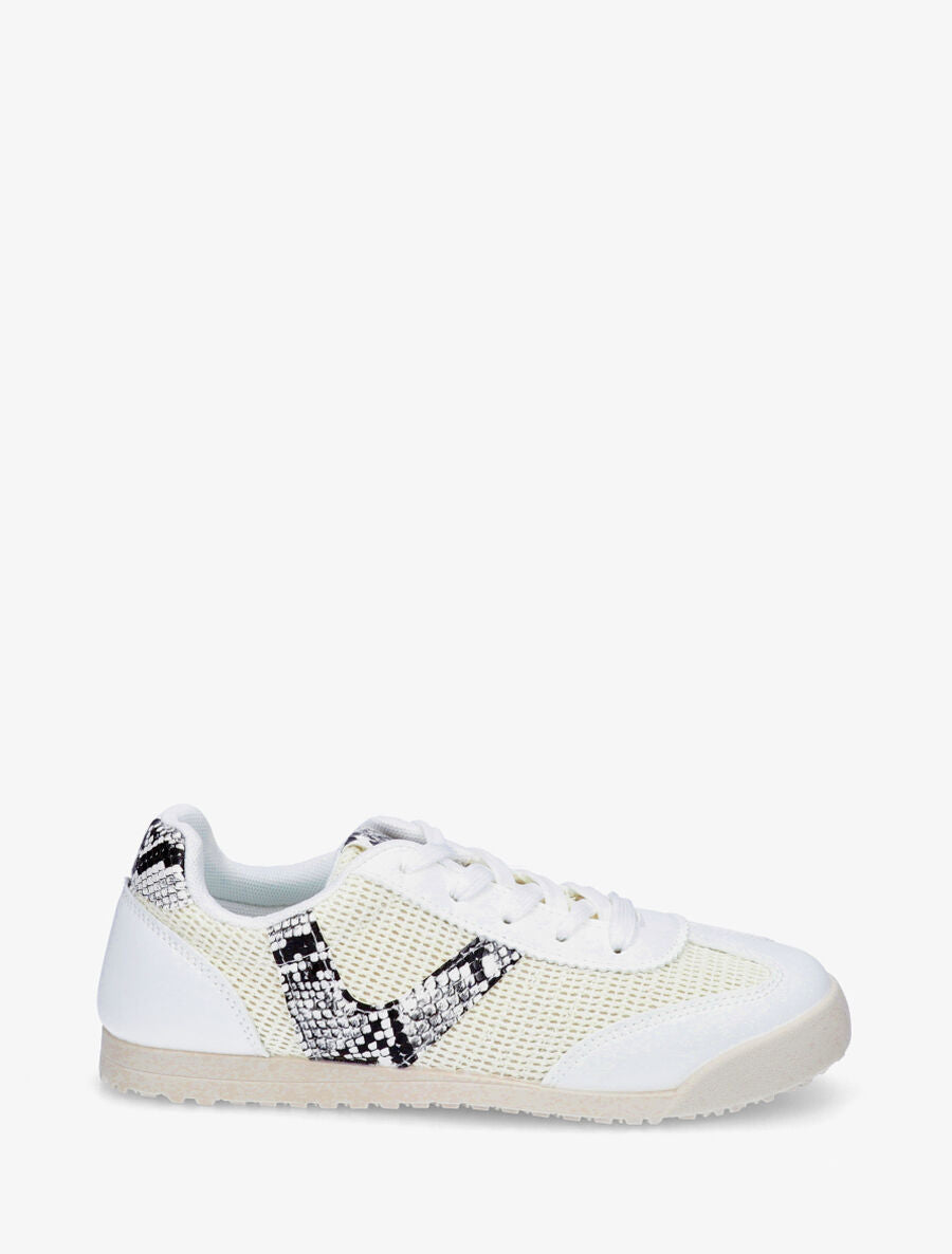 Sneakers plates à empiècement effet tissé - Blanc - 5