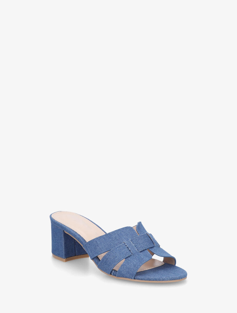 Mules en simili à talon - Bleu - 2
