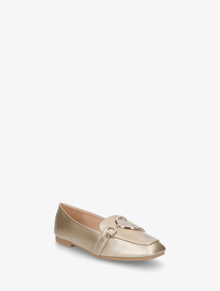 Mocassins plats à empiècement métal strassé - Or - 2