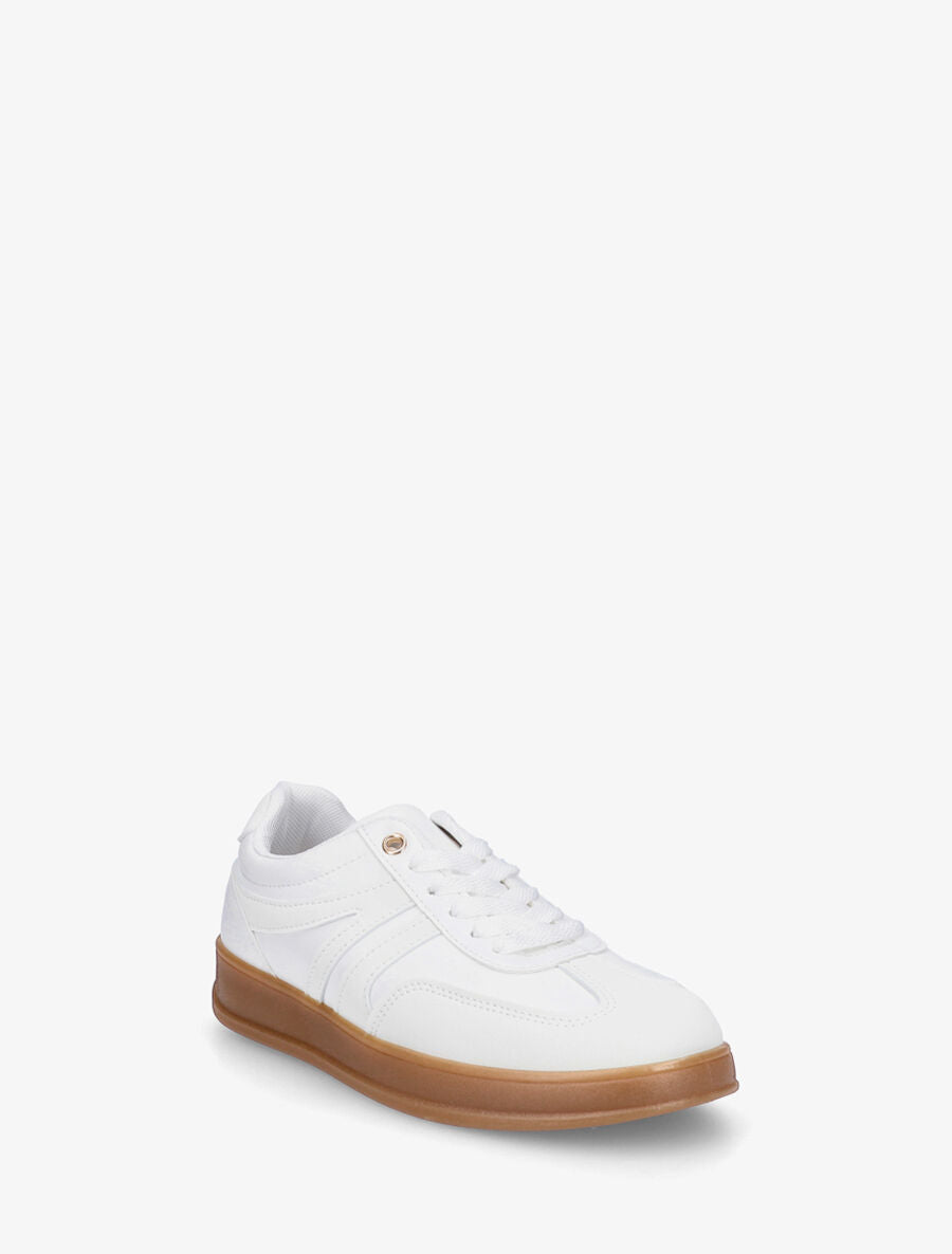 Sneakers à empiècement effet nubuck - Blanc - 2