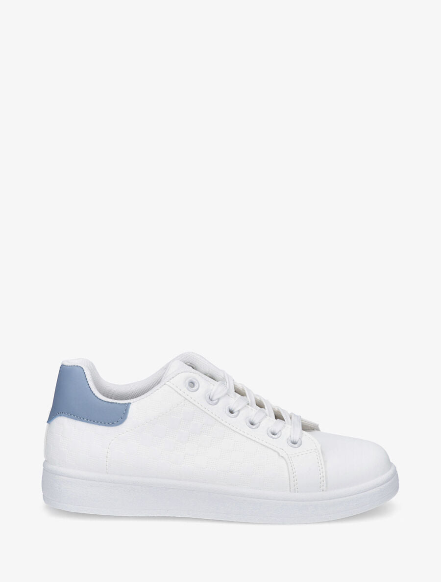 Sneakers plates à motif damier - Bleu - 1