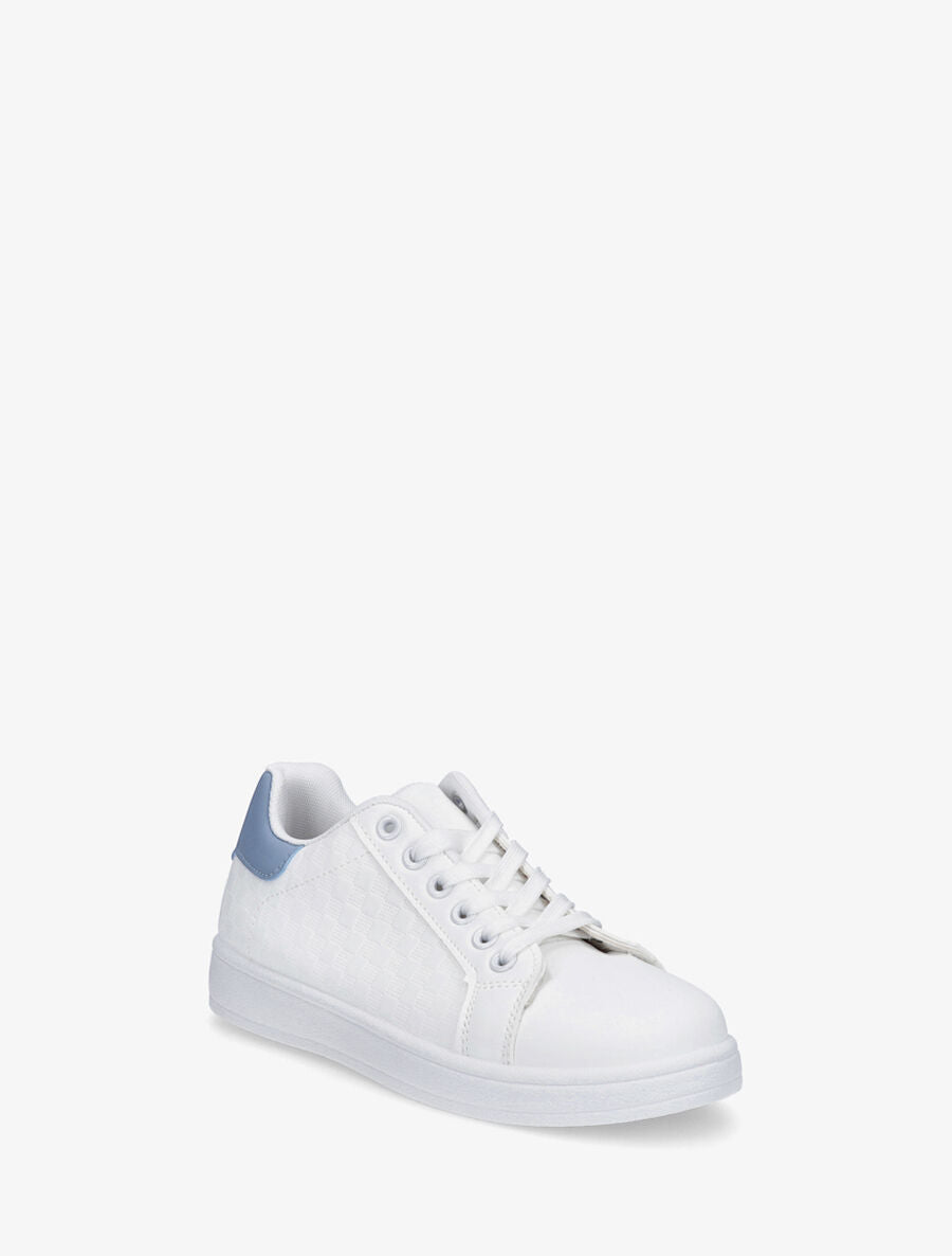Sneakers plates à motif damier - Bleu - 2