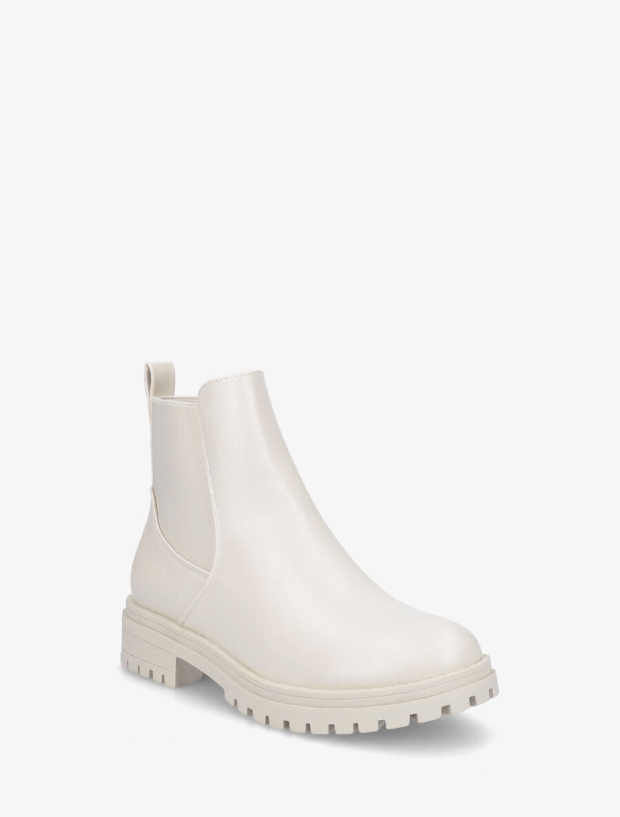Bottines élastiquées en simili - Beige - 2