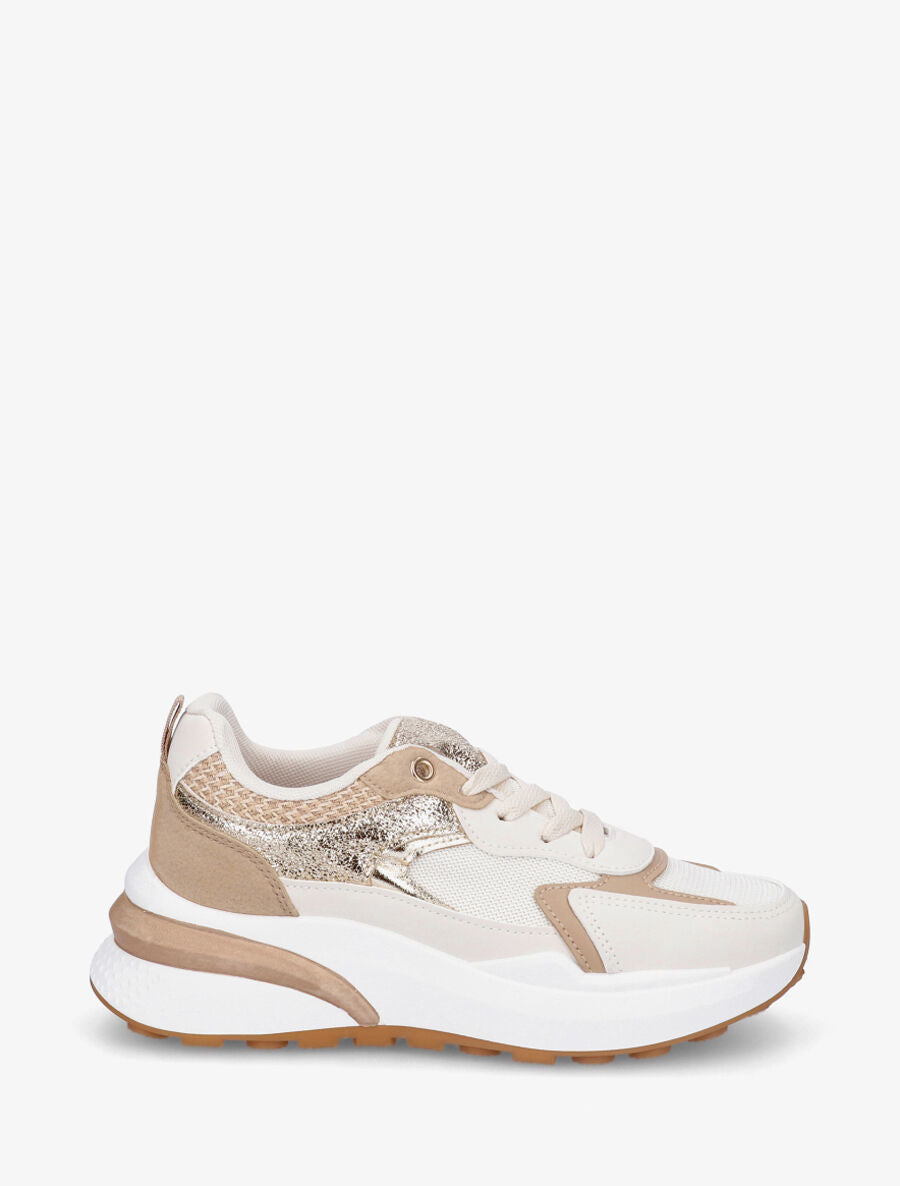 Baskets en simili à détail effet tissé - Beige - 1