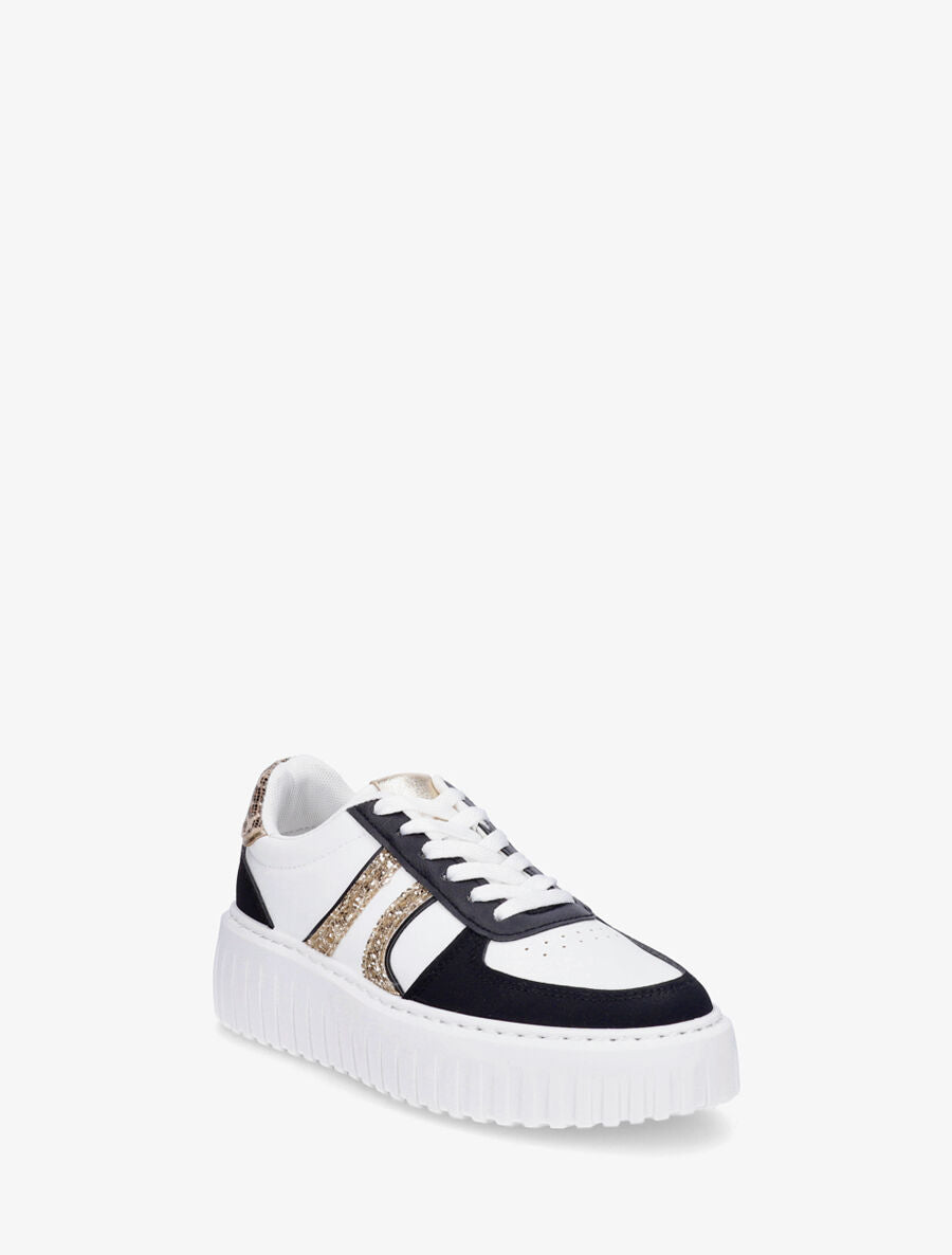 Sneakers à bandes pailletées en simili - Noir - 2