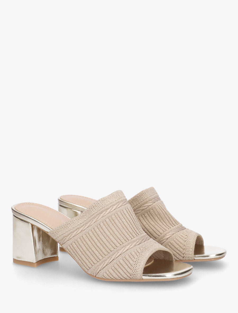 Mules à ganse en tissu - Or - 4