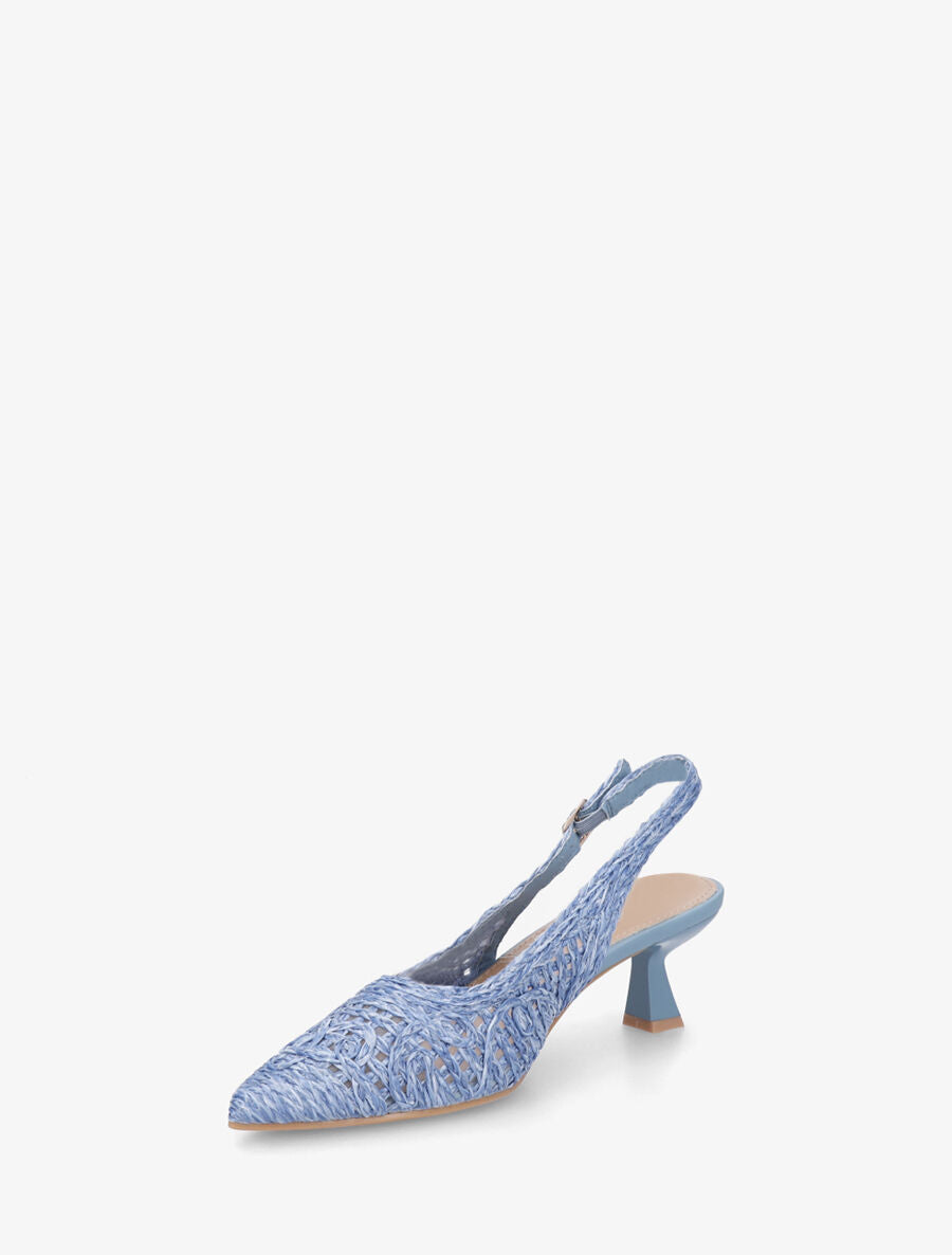 Escarpins pointus effet osier - Bleu - 3