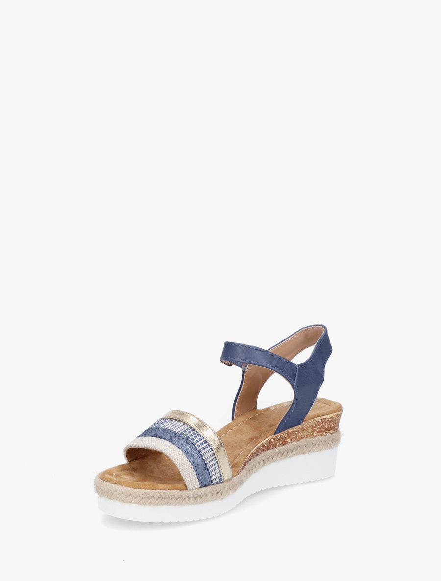 Sandalias de cuña adornadas con trenzas texturizadas. - Azul