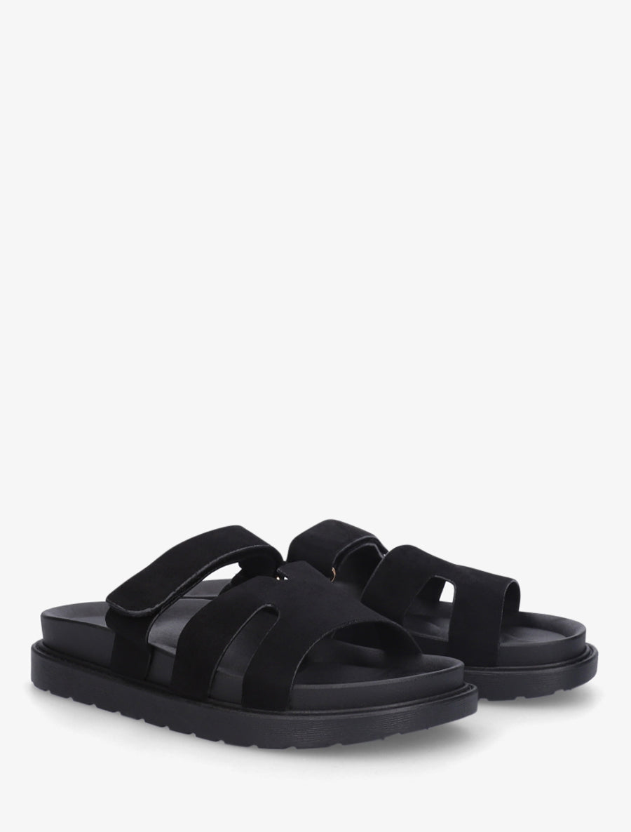Sandalias de gamuza con cierre de velcro - Negro