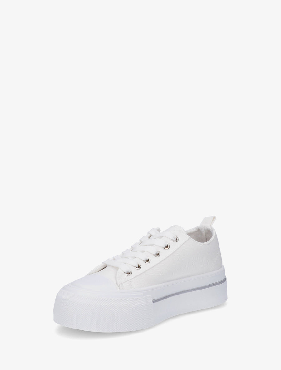 Sneakers unies à plaforme - Blanc - 3