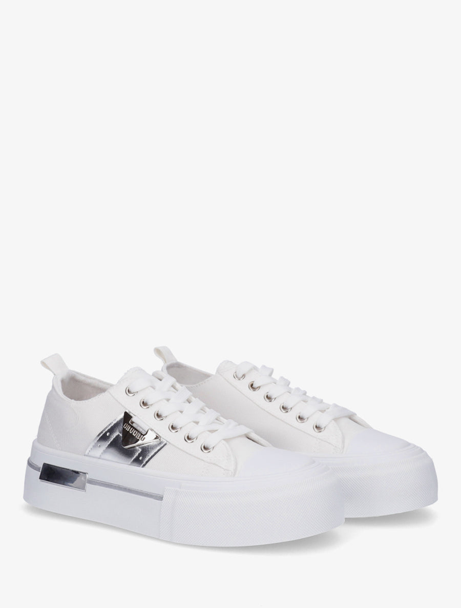 Sneakers unies à plaforme - Blanc - 4