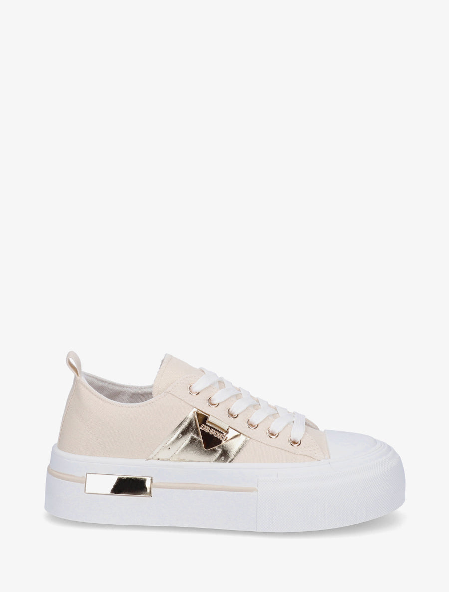 Sneakers unies à plaforme - Beige - 1