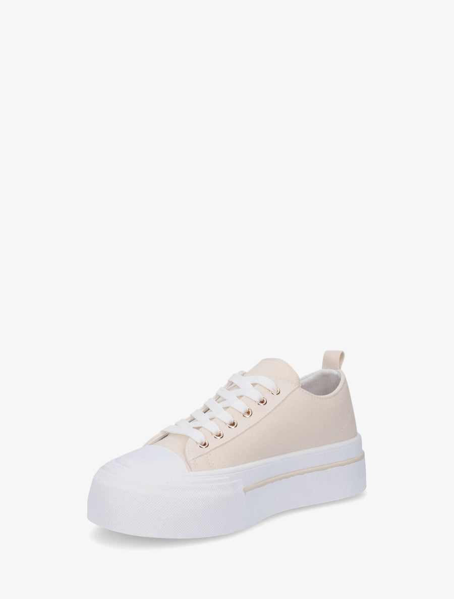Sneakers unies à plaforme - Beige - 3