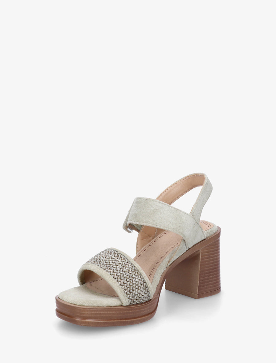 Sandales en suédine à bride texturé - Vert clair - 3