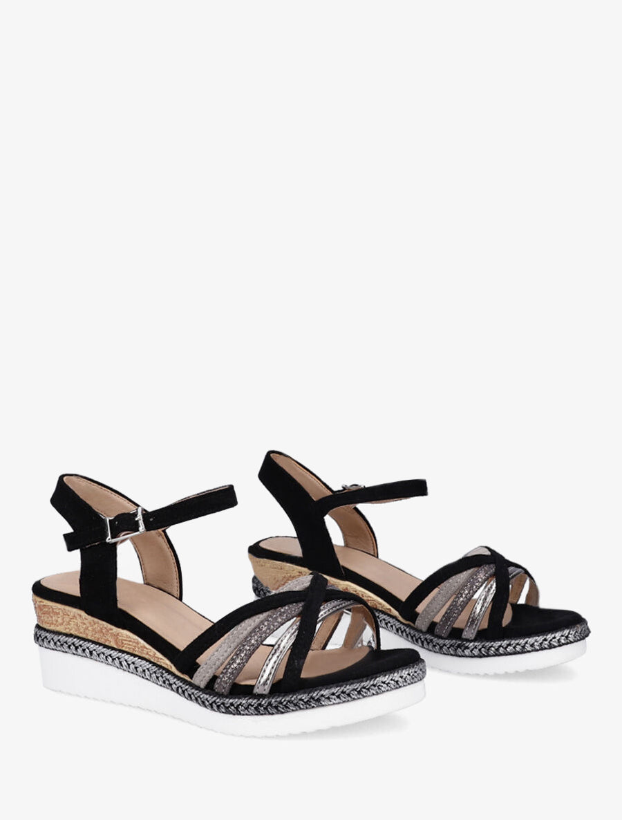 Sandales compensées à brides croisées - Noir - 4