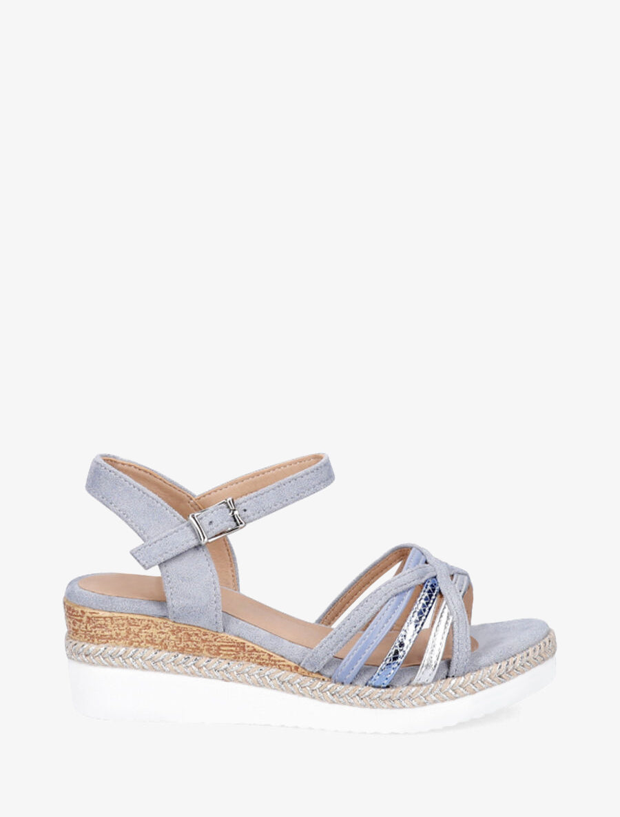 Sandales compensées à brides croisées - Bleu - 1
