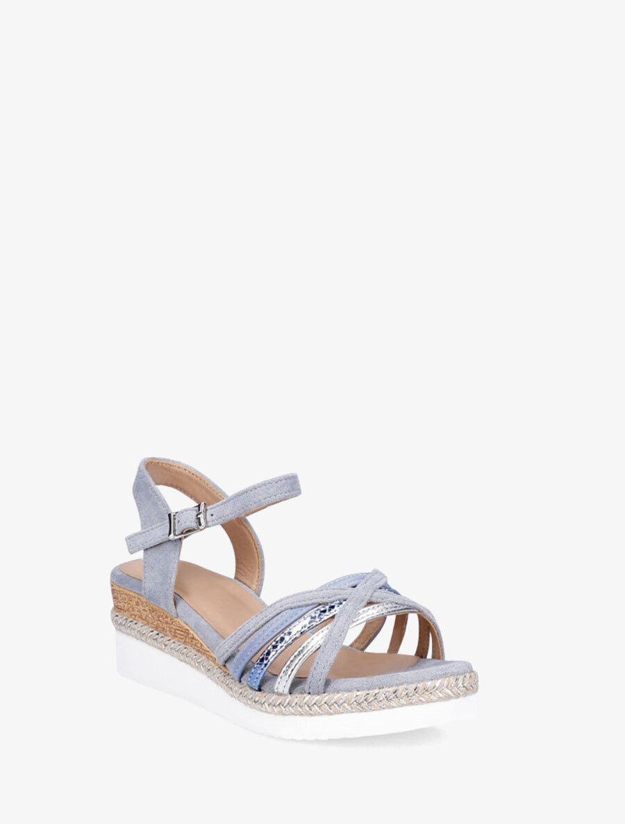Sandales compensées à brides croisées - Bleu - 2