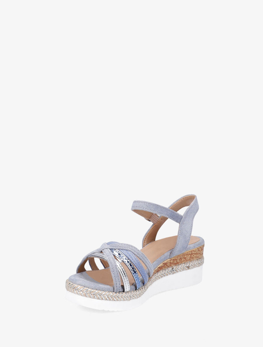 Sandales compensées à brides croisées - Bleu - 3