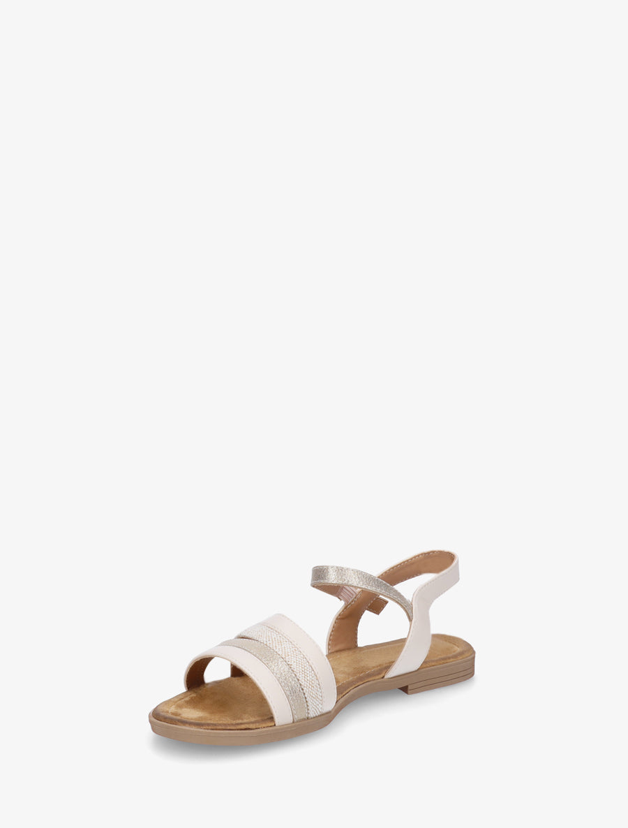 Nu-pieds à brides irisées et tweed - Beige - 3