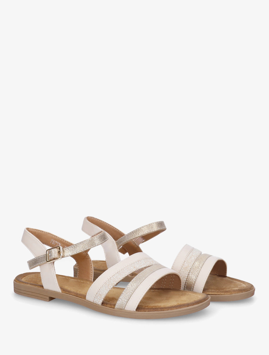 Nu-pieds à brides irisées et tweed - Beige - 4