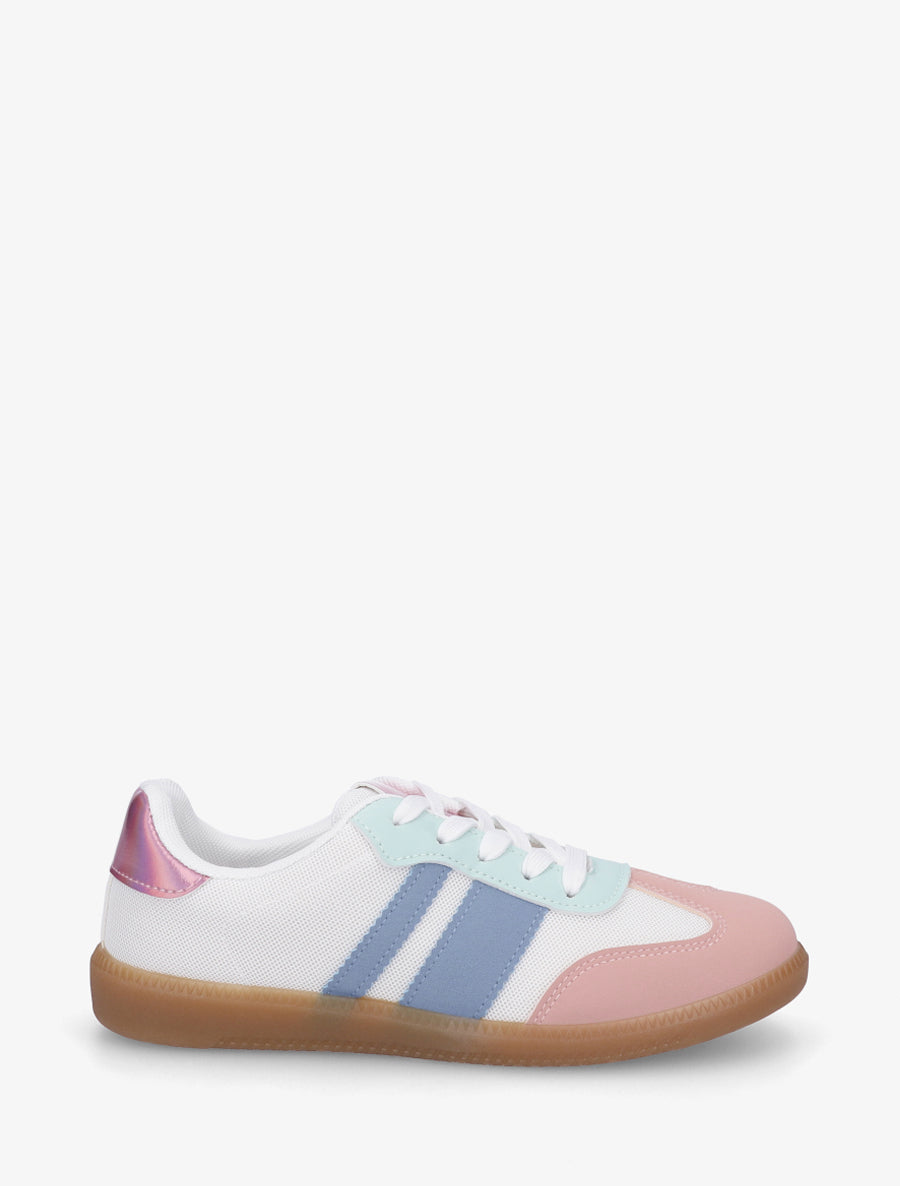 Sneakers plates en tissu à bandes contrastantes - Multi - 1